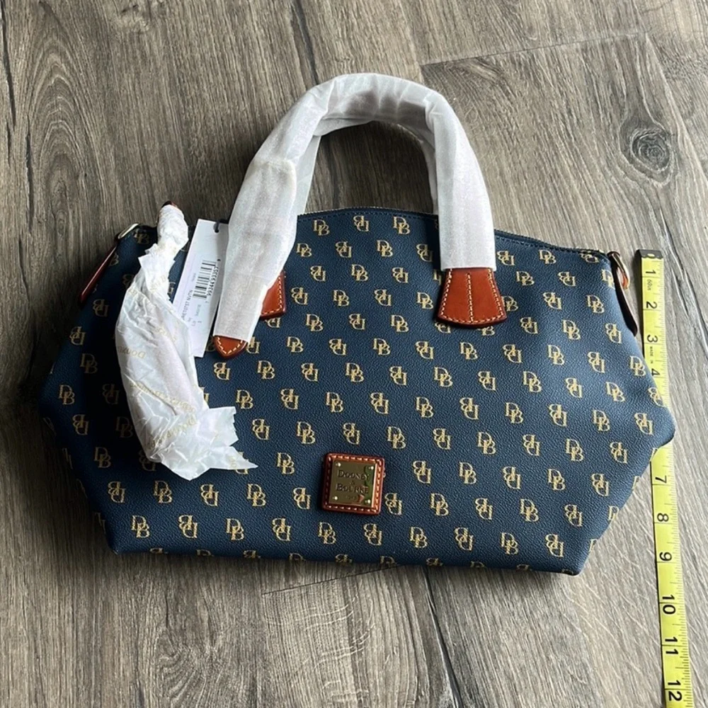 NWT Dooney & Bourke Monogram Navy Trina Satchel